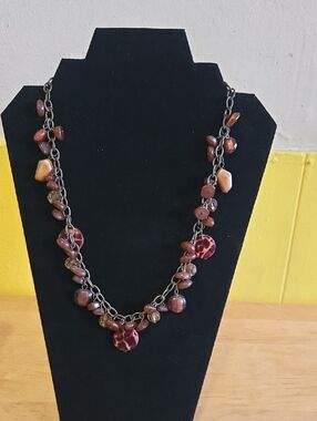 Handmade Brown Bead Charm Necklace - Women Jewelry